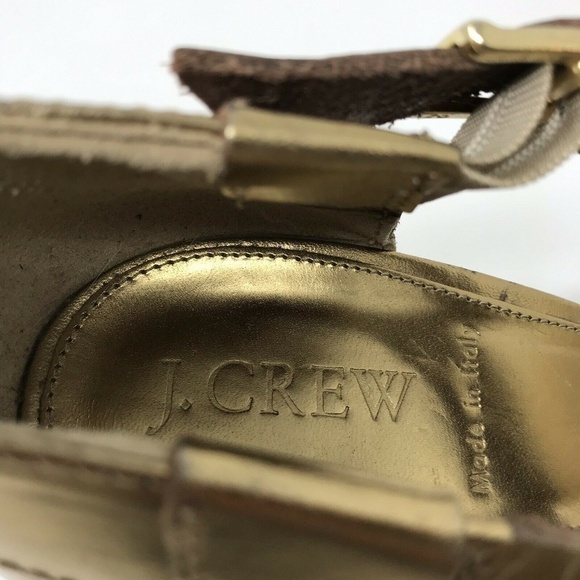 J Crew Ares 26068 Gold Metallic Platform Heels 9 - Picture 8 of 8